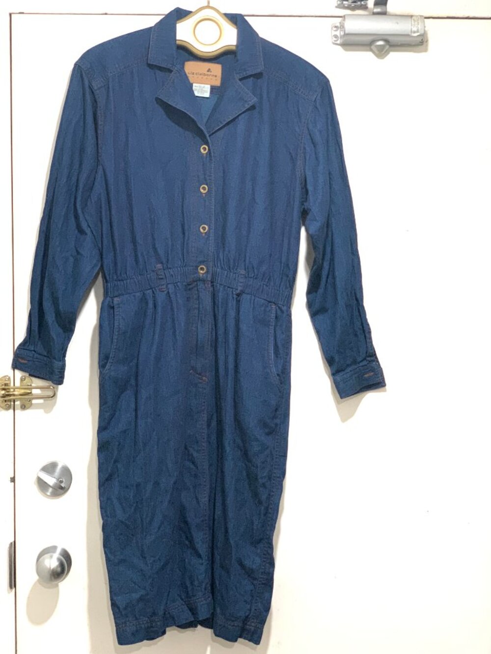 VINTAGE LIZ CLAIBORNE BELTED LIGHTWEIGHT DENIM DRESSES SIZE 8